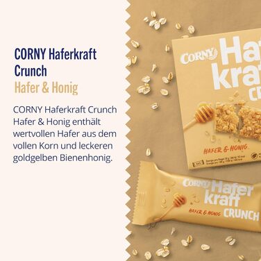 Вівсяний батончик Corny Haferkraft Crunch хрусткий з корисним вівсом та медом Велика упаковка 27x40 г Crunch Oats & Honey