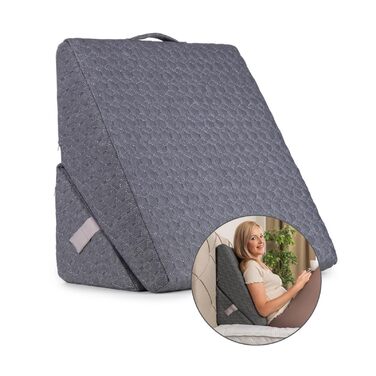 Подушка для читання Vitapur 3-в-1 - Ергономічна спинка з регульованими підлокітниками та знімною подушкою для шиї - Для ліжка, дивана та крісла - Дихаюча чохол - Сірий 54,5 x 33 x 55 см