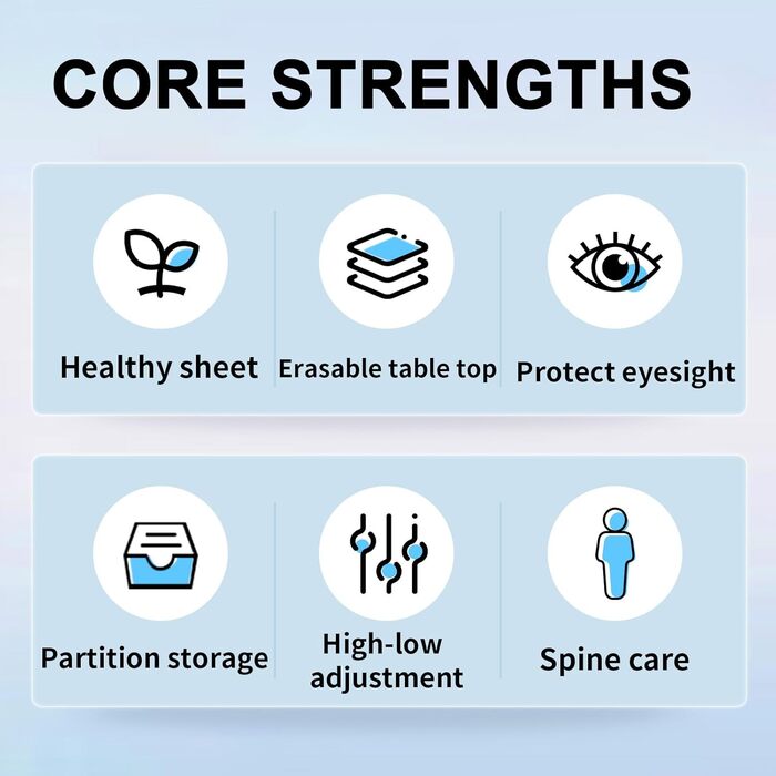 Комплект дитячого письмового столу та стільця, регульований по висоті, розширена стільниця, золотий дизайн для запобігання коротко
