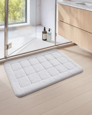 Килимок для ванної кімнати COLOR&GEOMETRY, нековзний килимок для ванної, 44 x 76 см, миється, м&39який, абсорбуючий килимок для ванної кімнати, душ, ванна, білий, 44 x 76 см (прямокутний)