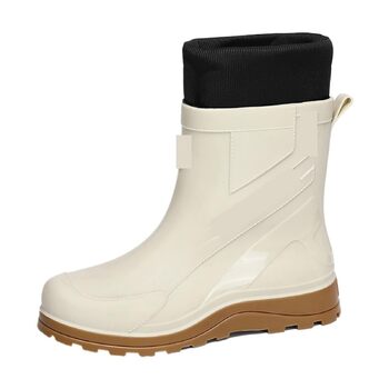 Чоловічі гумові чоботи, чоловічі гумові чоботи дощозахисні, водонепроникні, з підкладкою та теплі, зимові чоботи до литки на осінь та зиму, бежеві, розмір 40 EU
