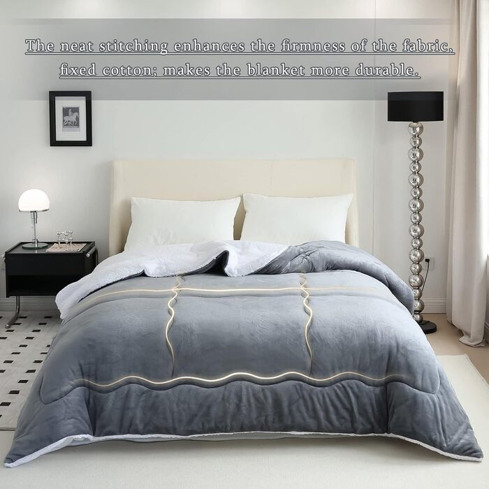 Пухнаста шерпа-флісова ковдра 150x200 см Тепла фланелева ковдра Дитяча шерпа-флісова ковдра М&39яка тепла флісова ковдра Товста ковдра для дивана на зиму Пухнаста шерпа-вовняна ковдра для дивана Важка сіра 150x200 см