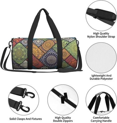 Спортивна сумка-мішок для подорожей та пляжу з мандала-принтом, чорна, універсальний розмір, дорожня сумка