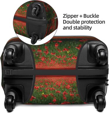 Чохол для валізи Поле маків на заході сонця - еластичний захист від подряпин та пилу, чорний, розмір 95