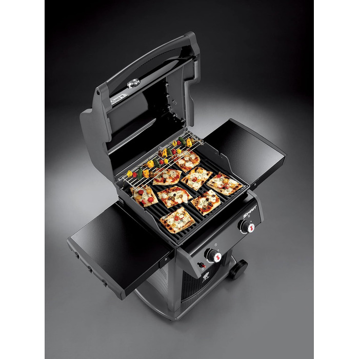 Газовий гриль Weber Spirit E-210 Classic, 2 пальники, площа гриля 51 x 46 см, решітка для підігріву, термометр на кришці, 2 колеса чорний/сріблястий (1500833)