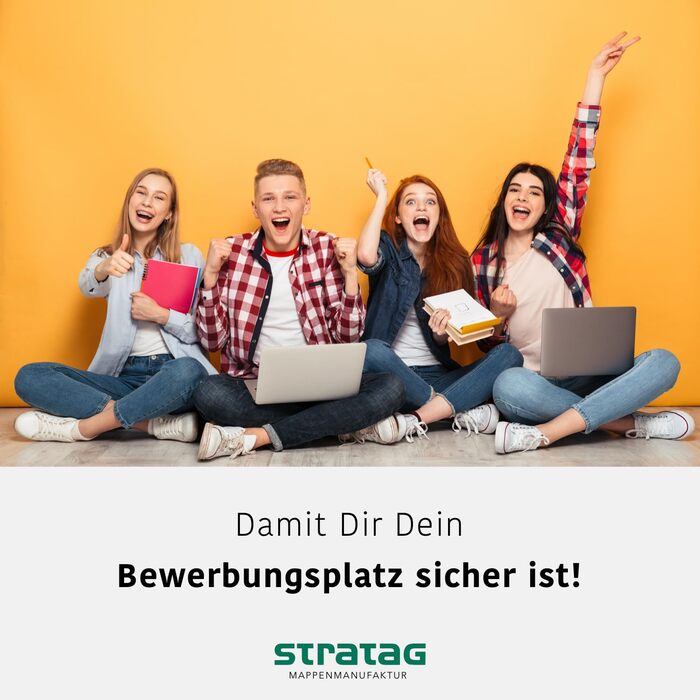 Трисекційних папок для аплікацій, синього кольору, з 2 затискними рейками з текстурою тонкої шкіри - високоякісне тиснення &quotAPPLICATION&quot - безпосередньо від виробника STRATAG, 10