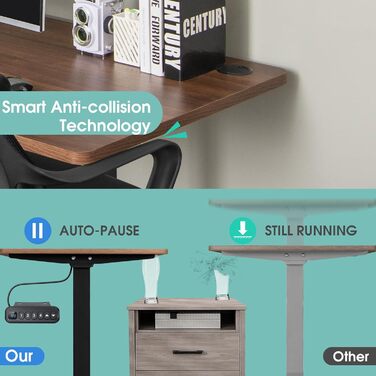 Електрична настільна підставка LIFEZEAL з регульованою висотою, рама столу з 2 двигунами та функцією захисту від зіткнень, рама столу з регульованою шириною та довжиною (чорна)