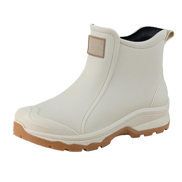 Чоловічі гумові чоботи, водне взуття, гумове взуття з верхнім одягом, студентський повсякденний одяг, все для роботи на свіжому повітрі, риболовлі, миття автомобіля, кухні, не бахіли, гумові гумові чоботи, високе взуття, чоловічі, бежевого кольору, 38 2/3