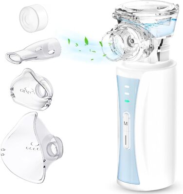 Інгалятор, безшумний портативний інгалятор NIKYPJ для дорослих та дітей, інгалятор, що перезаряджається від USB, з 2-ма масками та 1 мундштуком