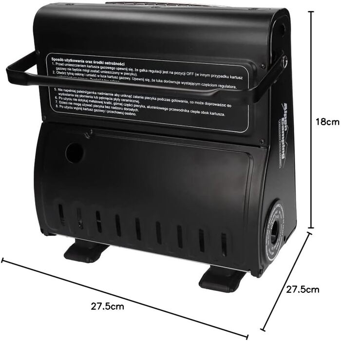 Портативний газовий обігрівач Alpen Camping IK1100, витрата газу 124 г/год, п&39єзорозпал (газова духовка 12 картриджів по 400 мл)