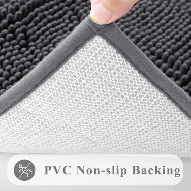 Комплект килимків для ванної кімнати темно-сірого кольору, 3 предмети, нековзний, можна прати, комплект килимків для ванної з шенілу, килимок для душу та ванни, килимок для туалету з вирізом (45x6550x80U50x60см) 45x6550x80U50x60см Темно-сірий