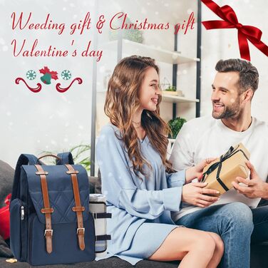 Рюкзак для пікніка на 4 особи з великою ізольованою сумкою-холодильником, набором кошика для пікніка з сумкою для вина, водонепроникною ковдрою для пікніка та набором столових приборів. Ідеально підходить для кемпінгу, весільний подарунок для пар, синій.