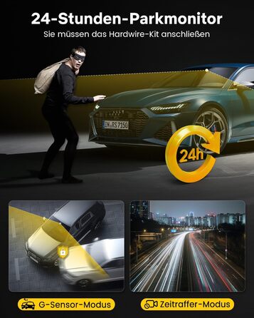 Автомобільний відеореєстратор GKU передній задній, 4K/2.5K з сенсорним екраном 3.18 дюйма, GPS 5G Wi-Fi, подвійна автомобільна кам