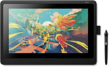 Планшет Wacom Cintiq 16 Creative Pen Display Tablet (для ескізів, ілюстрацій і малювання безпосередньо на екрані, з дисплеєм Full HD (1 920 x 1 080), підходить для Windows і Mac), чорний (16 дюймів, комплект з планшетом розміру M)