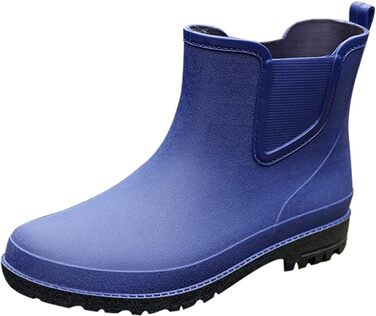 Чоловічі водонепроникні гумові чоботи, короткі чоловічі гумові чоботи, чоботи на платформі, нековзні гумові чоботи, класичні гумові черевики, гумові чоботи для використання на вулиці, зручне садове взуття, чоботи до щиколотки, розмір 43 EU, сині