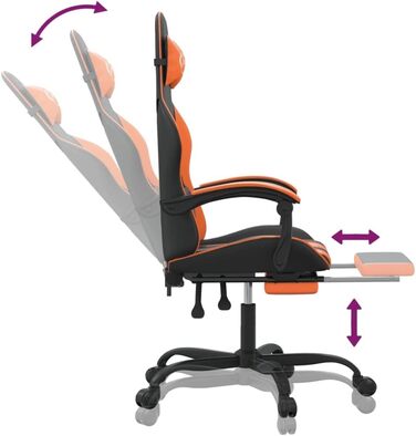 Геймерське крісло, офісне крісло, з підставкою для ніг, чорно-помаранчеве, штучна шкіра