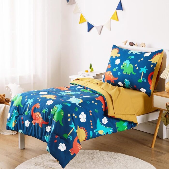 Дитячий комплект постільної білизни для хлопчиків, 4-компонентний м'який комплект постільної білизни для дитячого ліжечка з ковдро