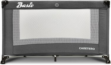 Базове ліжко CARETERO TUR - Ідеально підходить для дому та подорожей - Дорожній матрац - Зручна сумка - Для дітей від 1 місяця до 4 років - 9 кг - Дверцята на блискавці - 124x65x74 см - Графіт