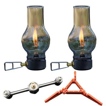 Газовий ліхтар з підсвічуванням, газовий ліхтар для кемпінгу, портативні ліхтарі для паливного намету на природі, для кемпінгу на свіжому повітрі, походів (комплект з 2 газових ліхтарів)