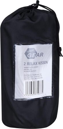 Ваш набір дорожніх подушок GEAR - 2 шт. Relax Pillow 40x30 см, м'який наповнювач, 8-12 см Надувна надувна подушка зі змінною висот