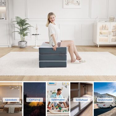 Матрац Vesgantti Folding Mattress для гостей 60x190x10 см, 3-секційний складний матрац з гелевої піни для гостьового ліжка, дорожнє ліжко, компактне, сертифіковане Oeko-Tex, 10 см, 60 x 190 см