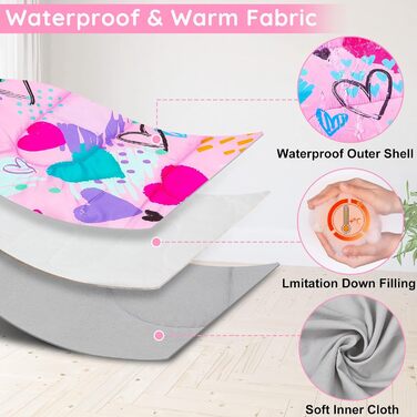 Спальний мішок MHJY для кемпінгу для хлопчиків та дівчаток, дитячий спальний мішок ідеально підходить для використання в приміщенні та на вулиці, кемпінгу, піших прогулянок, походів, 3-сезонний дитячий спальний мішок 178 см для теплої та прохолодної погод