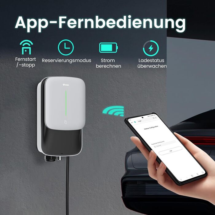 Зарядна станція GONEO Wallbox 7kW 8A-32A 1-фазна з 5-метровим зарядним кабелем типу 2 для EV/PHEV Зарядний пристрій з RFID-карткою