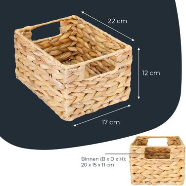 Кошик для зберігання HMF, сплетений з водяного гіацинта та морської трави Набір з 2 шт. Розмір S 22 x 17 x 12 см 2 шт. и