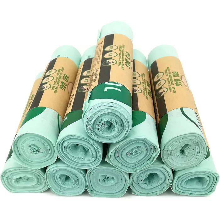 Біорозкладні пакети для сміття, зелені, 60 л, 50 шт.