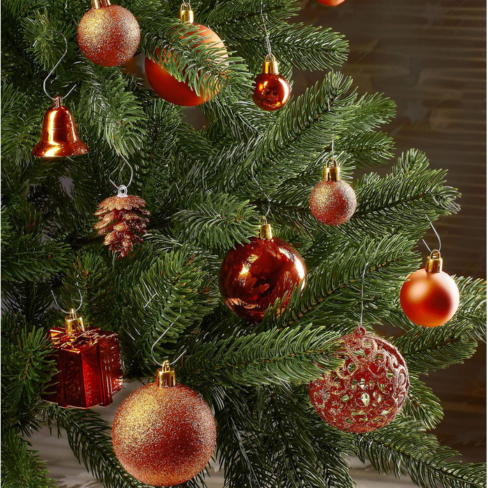 Набір різдвяних кульок із 101 предмета з верхівкою для ялинки помаранчеві BRUBAKER