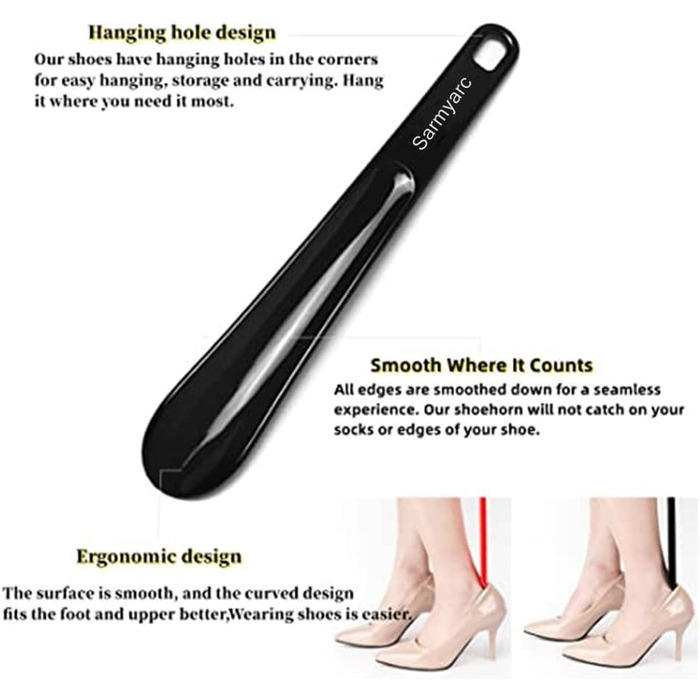 И, пластиковий ріжок, 26 см, ріжок для взуття чоловіки, жінки, люди похилого віку та дітей, портативний для подорожей, чорний/червоний, 1 розмір, 2 шт.