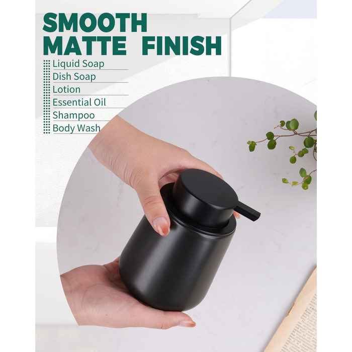 Дозатор мила Umlaca Дозатор рідини для миття посуду, багаторазовий дозатор мила керамічний 350 мл, велика головка насоса легко нат