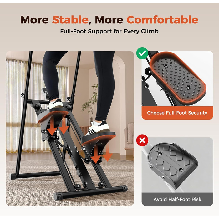 Складаний степер Sportneer для домашнього використання з кермом та регульованим опором, тренування Stairmaster для ніг та корпусу, домашній степер до 200 кг, чорний