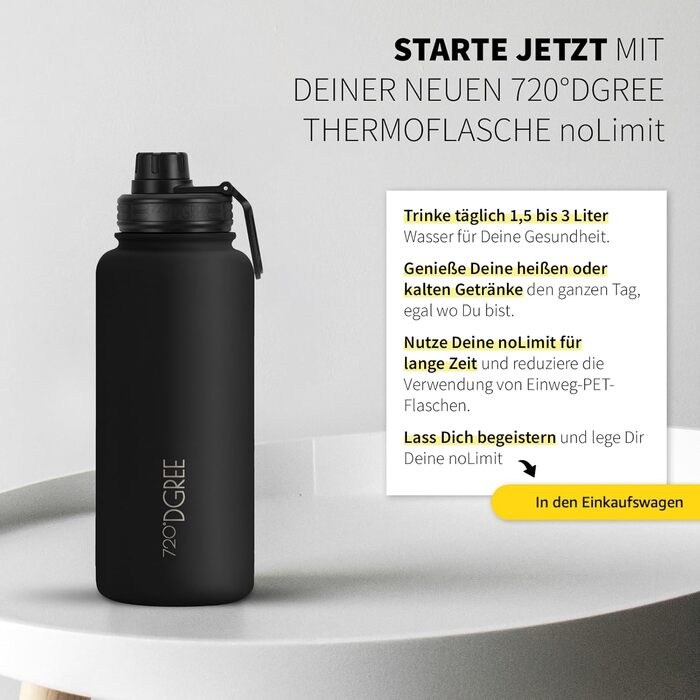 Термос для води 720DGREE з нержавіючої сталі 950 мл noLimit фруктовий інфузер - герметичний, підходить для газованих напоїв, без BPA - ізольований пляшка з кришкою, що закручується, для спорту, активного відпочинку, фітнесу спортивна кришка 950 мл 01 Онік