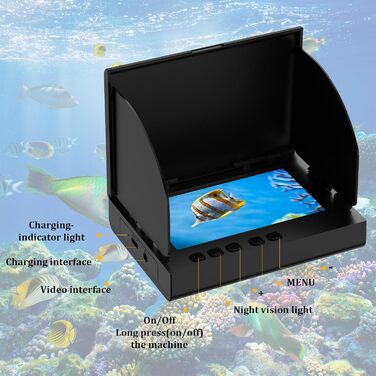 Підводна рибальська камера з ехолотом, 4,3-дюймовим IPS-дисплеєм та 20-метровим кабелем, водонепроникна, ширококутна нічна камера з кутом огляду 220 для морської, річкової та підлідної риболовлі