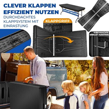 Комплект пивних меблів KESSER з 3 предметів стіл та 2 лавки Буфетний стіл для використання в приміщенні та на вулиці, складний комплект садових меблів, 183x76x74 см, пластиковий складний стіл, вигляд ротанга, садовий стіл, включає чохол та ручки для перен