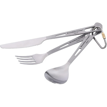 Набір столових приборів для кемпінгу Титановий відкритий польовий столовий прибор Кухонний посуд Виделка Ложка Ніж для свинини Пал