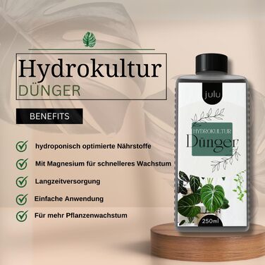 Добриво JULU для гідропоніки кімнатних рослин, більше 100л води для поливу, гідродобриво рідке - сильні та здорові рослини - 250 мл