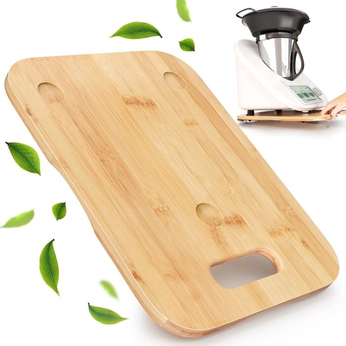 Розсувна дошка Thermomix для Monsieur Cuisine Smart виготовлена з бамбука та універсальних коліс на дні та гумових ніжках для легкого переміщення без пошкодження ваг, 6 TM5