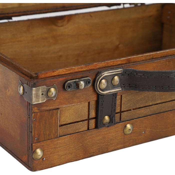 Вінтажна дерев&39яна валіза, ретро дерев&39яна скриня для зберігання, скриня зі шкіряною ручкою в античній бронзі та класичному дизайні, ідеально підходить для декору дому та сувенірів (мала)