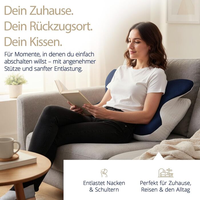 Подушка для шиї Home Vibez з піни з ефектом пам&39яті, полегшує біль у шиї та плечах, ергономічний дизайн, ортопедична подушка для шиї з охолоджувальним чохлом для всіх положень сну, включаючи дорожню сумку