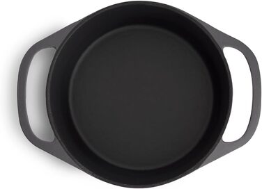 Кокотниця з кришкою - чавунна каструля-жаровня для запіканки індукційна - 24 см кругла, 4 л - сіра. 24 см сіра