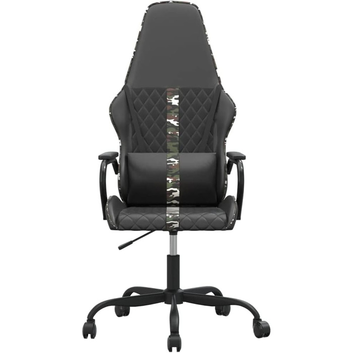 Геймерське крісло, чорне та камуфляжна штучна шкіра, регульоване по висоті, обертове з колесами для комфорту та довговічності, 36 x 46 см (Ш x Г), різнокольорове