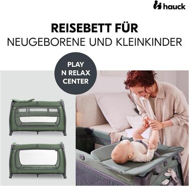 Темно-зелений - дитяче ліжечко для подорожей від народження до 15 кг з вкладишем для новонароджених, пеленальний килимок, сумка для перенесення, колеса, ігрова зона XL, компактна та складається. Play N Relax Center темно-зелений
