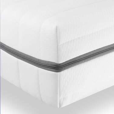 Матрац 140x200 см - Ергономічний 7-зонний матрац з холодної піни, висота 18 см - Матрац 2-в-1, рівні жорсткості H2 та H3 - Зручний, дихаючий чохол із 4-сторонньою блискавкою, H2 та H3, 140 x 200 см