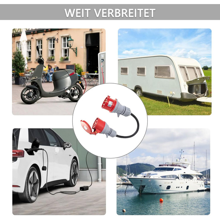 Перехідник CEE з вилки 32A на розетку 16A із захисною кришкою, 3-фазний 5-контактний роз&39єм CEE для зарядного пристрою електромобілів, промисловий P34542