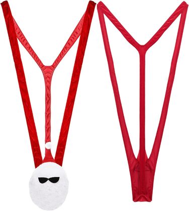 Чоловічий слінг-боді Santa, червоний оксамит, глибокий V-виріз