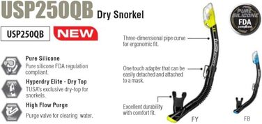 Набір для сноркелінгу TUSA Visio Travel - маска для дайвінгу, суха трубка, ласти, сумка, дорослий розмір L (40-46), синій