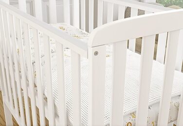Дитяче ліжко Generic Baby Deluxe 100x50 см Біле з матрацом Дитяче ліжечко-тумбочка з прорізувачами для зубів Масив сосни (компактне дитяче ліжко)
