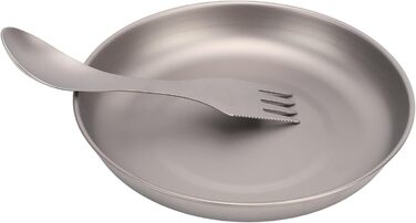 Набір посуду для кемпінгу Taidda 3-в-1, виделка-ложка-різак із зубчастим лезом та легкою пластиною з титанового сплаву, що штабелюється для походів, походів з рюкзаком, пікніків та